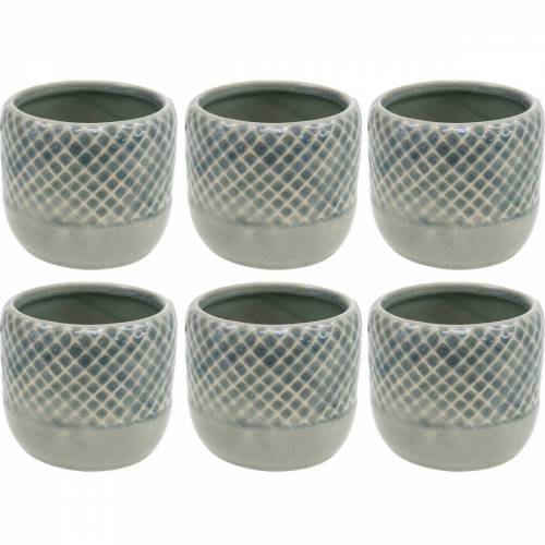 Floristik24 Mini jardinière, lanterne en céramique, cache-pot, décoration en céramique avec motif panier Ø8.5cm 6pcs
