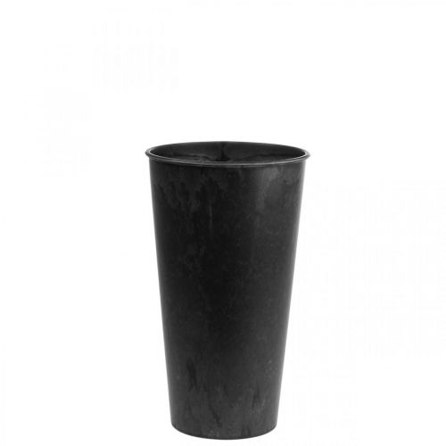 Floristik24 Vase de Table Vase Noir Plastique Anthracite Ø15cm H24cm