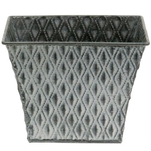 Pot en zinc avec motif de losanges H. 15 cm