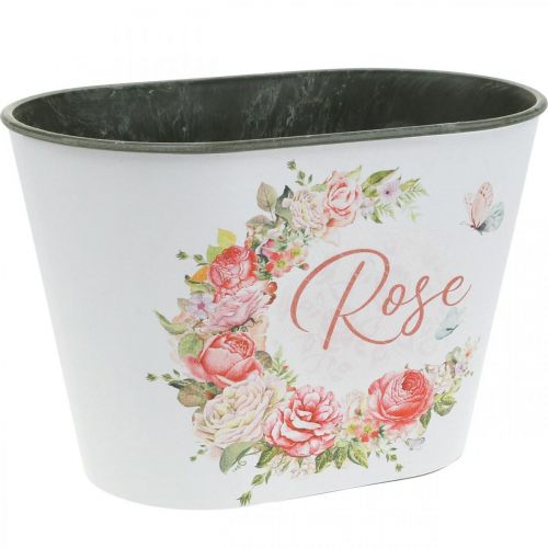 Article Jardinière, roses décoratives en pot, coupe fleurie L19cm H12.5cm