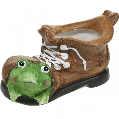 Floristik24 Jardinière déco, chaussure avec grenouille, céramique 30×18cm H15cm