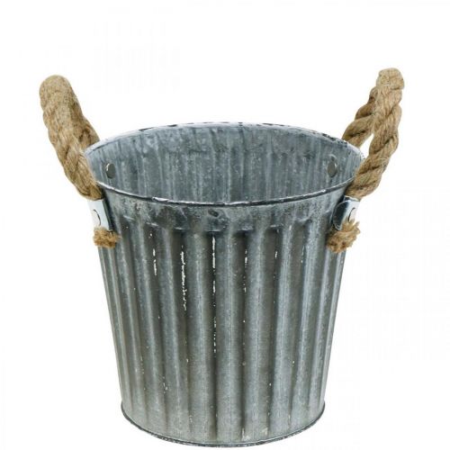 Pot métal à planter, cache pot, coupelle à plantes avec anses Ø18cm