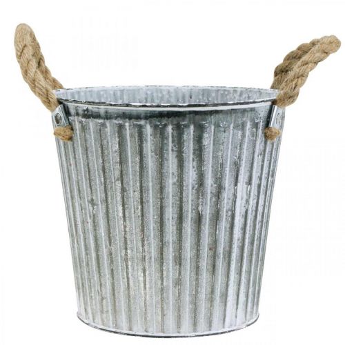 Article Pot décoratif à planter, pot métal avec anses, décoration métal Shabby Chic Ø21.5cm