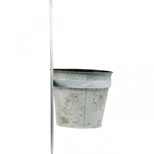 Article Cache-pot shabby chic décoration murale métal blanc avec suspension Ø37cm