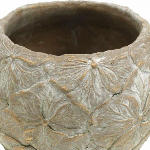 Article Cache-pot en béton motif petites fleurs aspect vintage Ø15cm H11cm