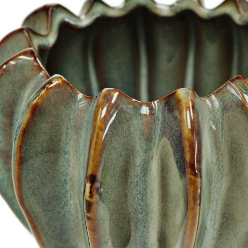 Floristik24 Pot en céramique, jardinière astucieuse, jardinière turquoise, beige, marron Ø11.5cm H9cm 2pcs