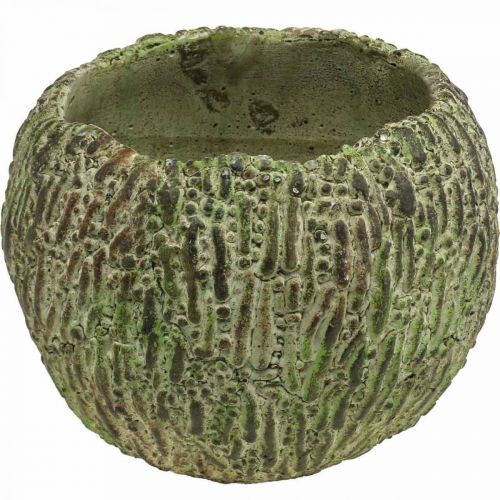 Article Jardinière en béton aspect antique vert, cache-pot marron rond Ø15,5cm