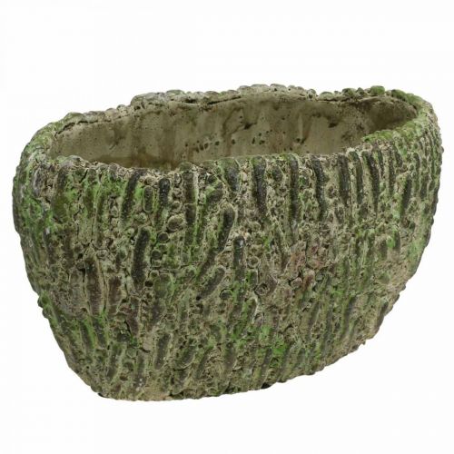 Article Jardinière béton ovale aspect antique vert, marron 24×14×13cm