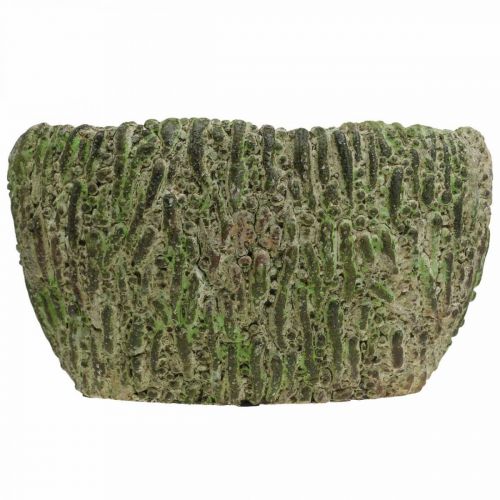 Article Jardinière béton ovale aspect antique vert, marron 24×14×13cm