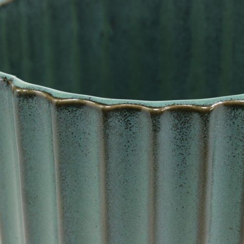Floristik24 Jardinière en céramique, décoration de table, jardinière en carton ondulé vert, marron Ø13,5cm H13cm