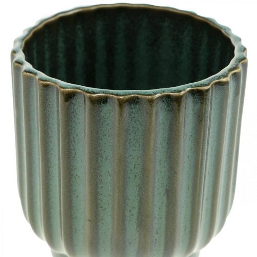 Floristik24 Mini pot de fleur, cache-pot en céramique, cache-pot en carton ondulé vert, marron Ø8cm H8.5cm
