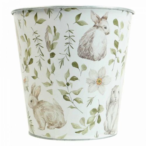 Floristik24 Pot de fleurs lapin Pâques cache pot métal Ø15.5cm H15cm