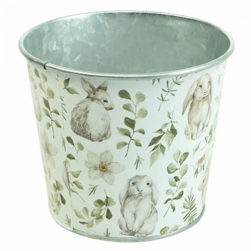 Article Pot de fleurs lapin Pâques cache pot métal Ø12cm H10.5cm