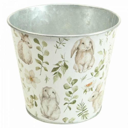 Cache-pot métal lapin Pâques Ø14cm H12.5cm