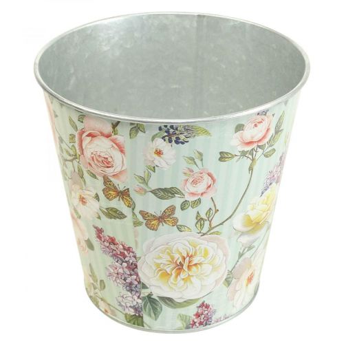 Cache-pot roses jardinière métal été Ø15.5cm H15cm