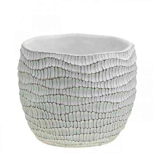 Jardinière Béton Blanc Vintage Nid d&#39;Abeille Pot de Fleur Décoratif H15cm Ø15cm