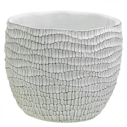 Floristik24 Jardinière Béton Blanc Pot de Fleur Vintage Blanc Nid d&#39;Abeille H17.5cm Ø18.5cm