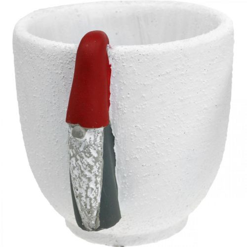 Article Pot de Noël avec gnome, décoration de l&#39;avent, jardinière en béton blanc, rouge Ø8cm H12.5cm 2pcs