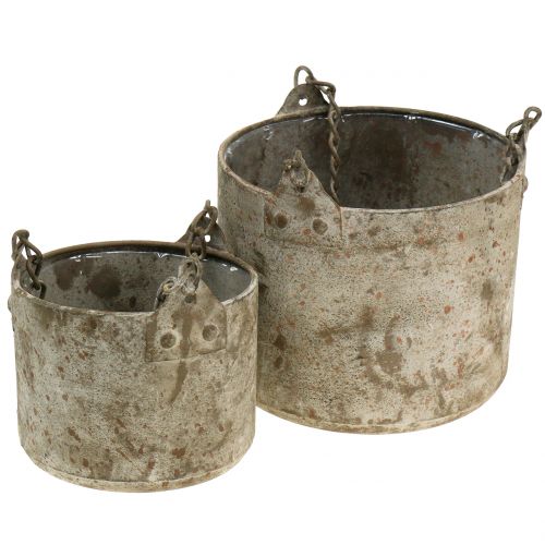 Floristik24 Cache-pot à suspendre antique Ø10/14cm 2pcs