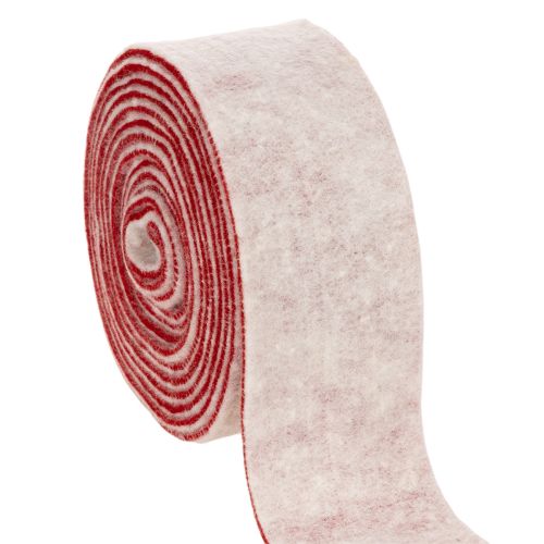 Charnière de pot bicolore en feutrine décorative 100 % laine, blanche et rouge, 7,5 cm de large, 5 m de long acheter | Floristik24.be