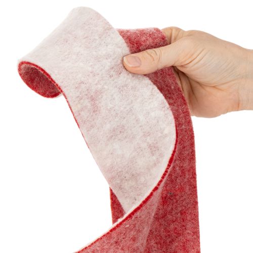 Charnière de pot bicolore en feutrine décorative 100 % laine, blanche et rouge, 7,5 cm de large, 5 m de long | Floristik24.be
