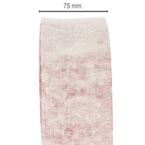 Charnière de pot bicolore en feutrine décorative 100 % laine, blanche et rouge, 7,5 cm de large, 5 m de long | Floristik24.be