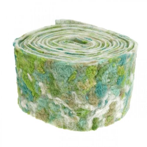 Floristik24 Pot ruban, décoration printanière, ruban de feutre vert, bleu, blanc chiné 15cm 5m