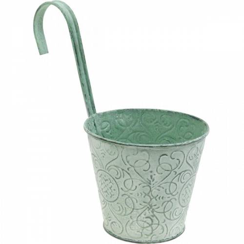 Floristik24 Cache-pot à suspendre look vintage cache-pot vert blanc lavé Ø11,5cm