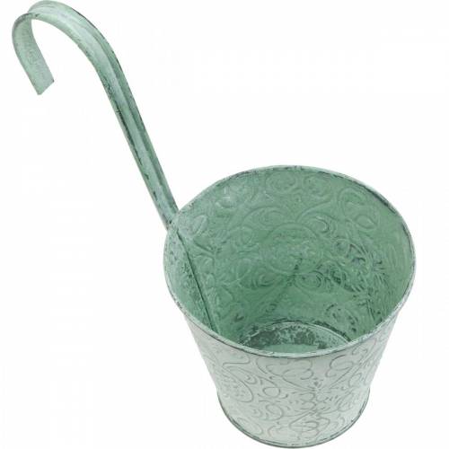 Floristik24 Cache-pot à suspendre look vintage cache-pot vert blanc lavé Ø11,5cm