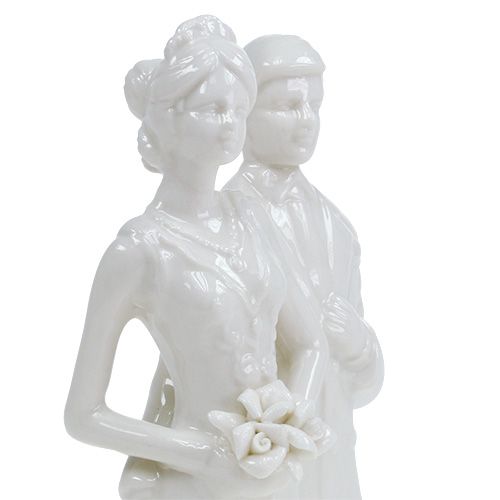 Floristik24 Figurine gâteau jeunes mariés blanc 17cm