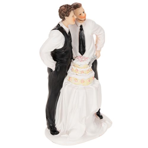 Figurine pour gâteau représentant un couple d'hommes avec un gâteau, 16,5 cm | Floristik24.be