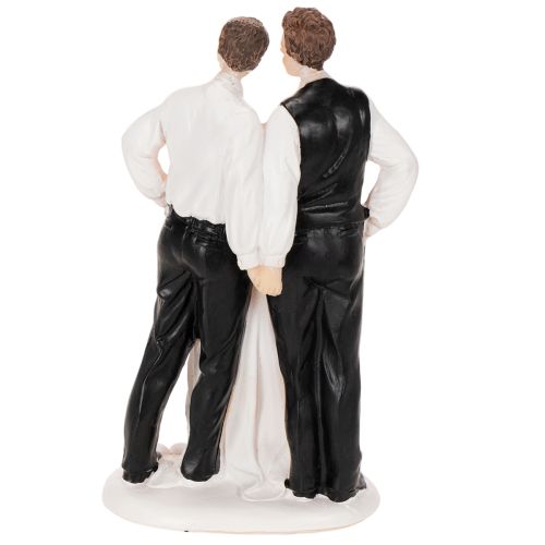 Figurine pour gâteau représentant un couple d'hommes avec un gâteau, 16,5 cm | Floristik24.be