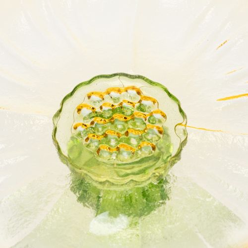 Article Assiette décorative en verre avec pied, décor floral, idéale pour les présentations festives, 15 cm