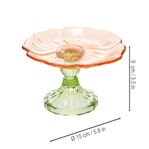 Article Assiette décorative en verre avec pied, motif floral, idéale pour une décoration de table élégante et estivale, 15 cm