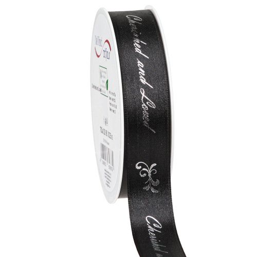 Article Ruban de deuil Inscription Noir Argent Chéri… 25mm 25m