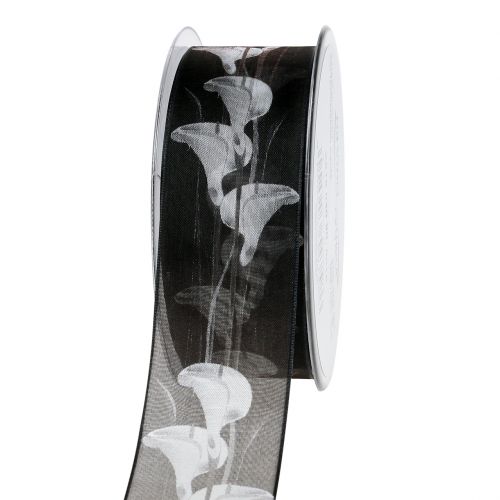 Ruban de deuil noir avec Calla 40mm 15m
