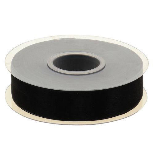 Article Ruban organza deuil avec lisière noir 25mm 50m