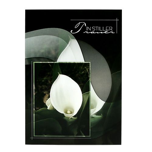 Floristik24 Cartes de deuil avec Calla "En deuil silencieux" 5pcs