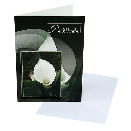 Floristik24 Cartes de deuil avec Calla "En deuil silencieux" 5pcs