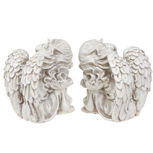 Article Ange en deuil assis figurine décorative crème 6,5×5×7,5cm 2 pièces