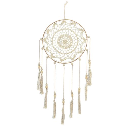 Article Décoration murale attrape-rêves macramé crème Ø22cm H54cm