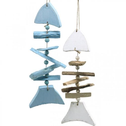 Floristik24 Décoration maritime poisson bois flotté à suspendre 30cm lot de 2 pièces