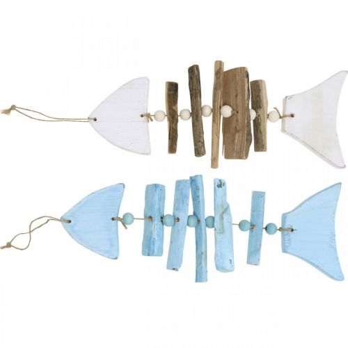 Floristik24 Décoration maritime poisson bois flotté à suspendre 30cm lot de 2 pièces