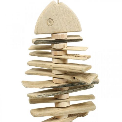 Floristik24 Déco poisson bois flotté nature, décoration estivale à suspendre maritime L59cm