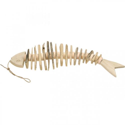 Floristik24 Déco poisson bois flotté nature, décoration estivale à suspendre maritime L59cm
