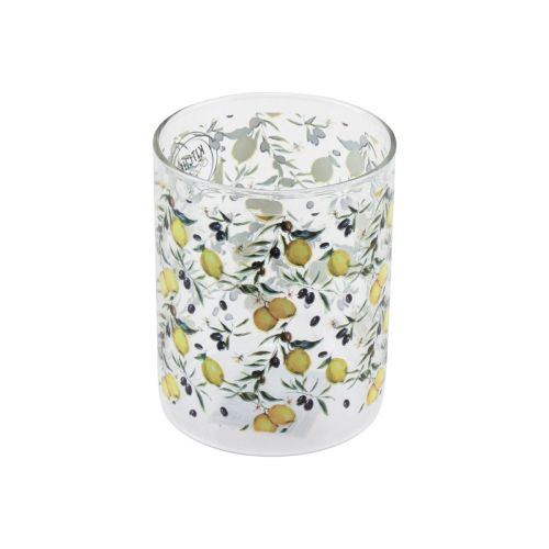 Floristik24 Verre à boire citrons et olives verre méditerranéen H10cm 2pcs