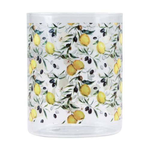 Article Verre à boire citrons et olives verre méditerranéen H10cm 2pcs