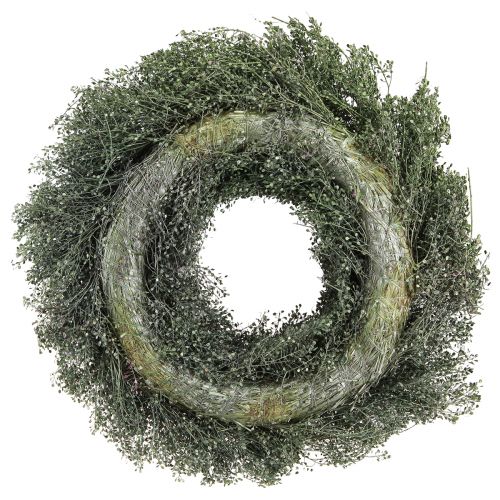 Article Couronne de fleurs séchées décoration lepidium métallisé vert Ø33cm