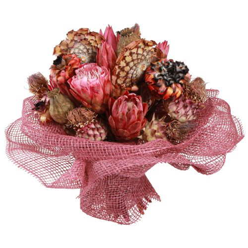 Article Mélange de fleurs séchées coquelicot artichaut protéa rose 38cm 580g