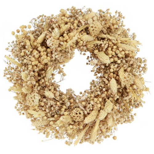 Article Couronne de fleurs sèches couronne décorative blanchie crème Ø25cm